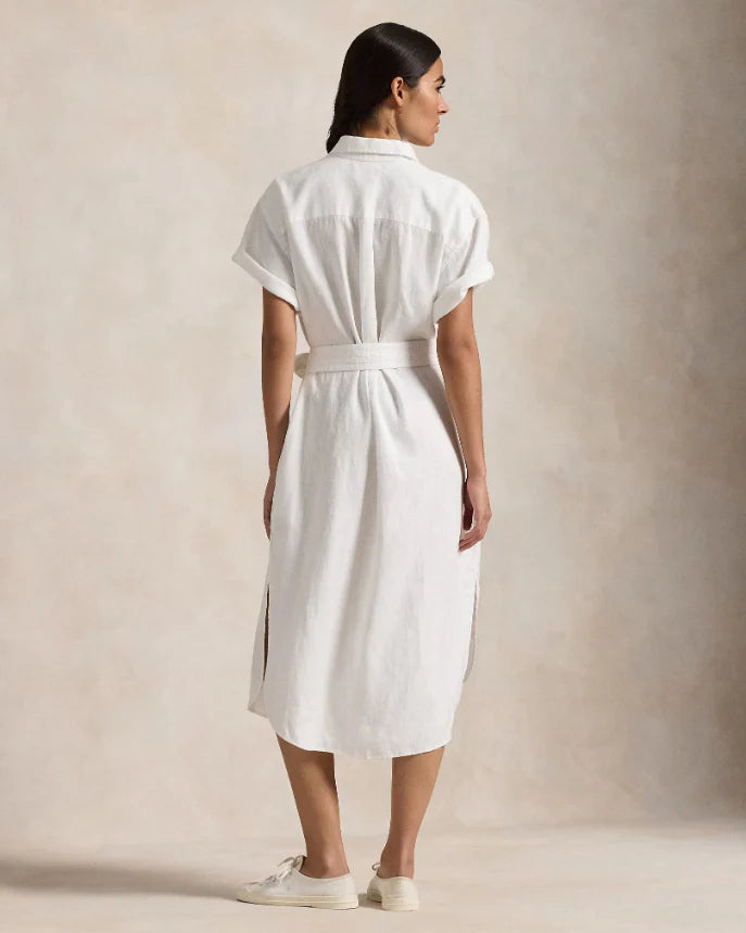 Linen Short-Sleeve Shirtdress