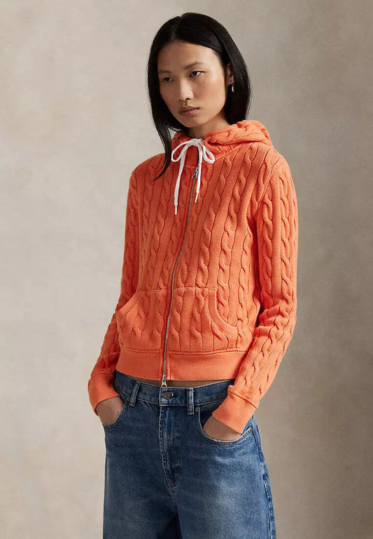 Cable-Knit Cotton Full-Zip Hoodie