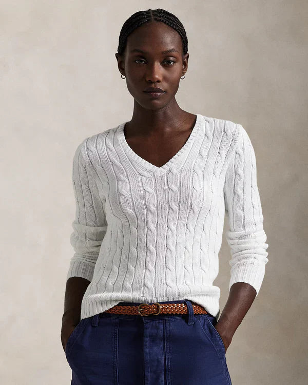 Knit Cotton V-Neck Jumper